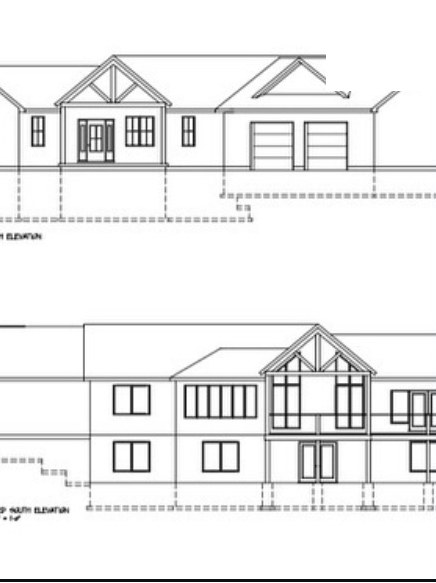 Front elevation with stone and gable